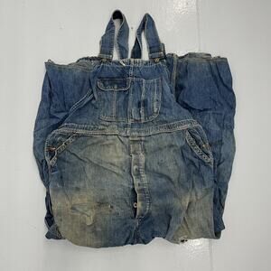 Vintage 50s Big Mac Blue Denim Distressed Overalls 44x27